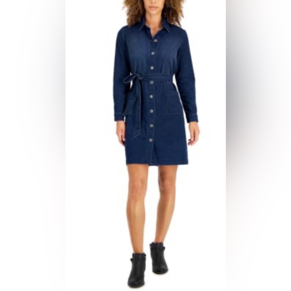 Style & Co. Dark Wash Denim Belted Shirtdress NWOT Size XL.Washed tried on